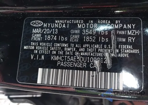 2013 Hyundai Accent Gs from USA, damaged, VIN KMHCT5AE5DU109012
